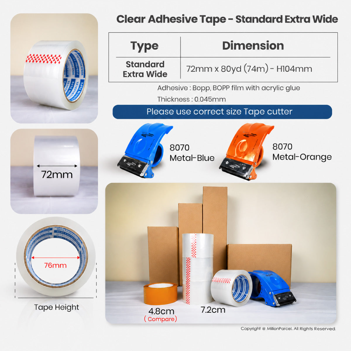 STAR clear adhesive tape roll, extra-wide transparent tape on core
