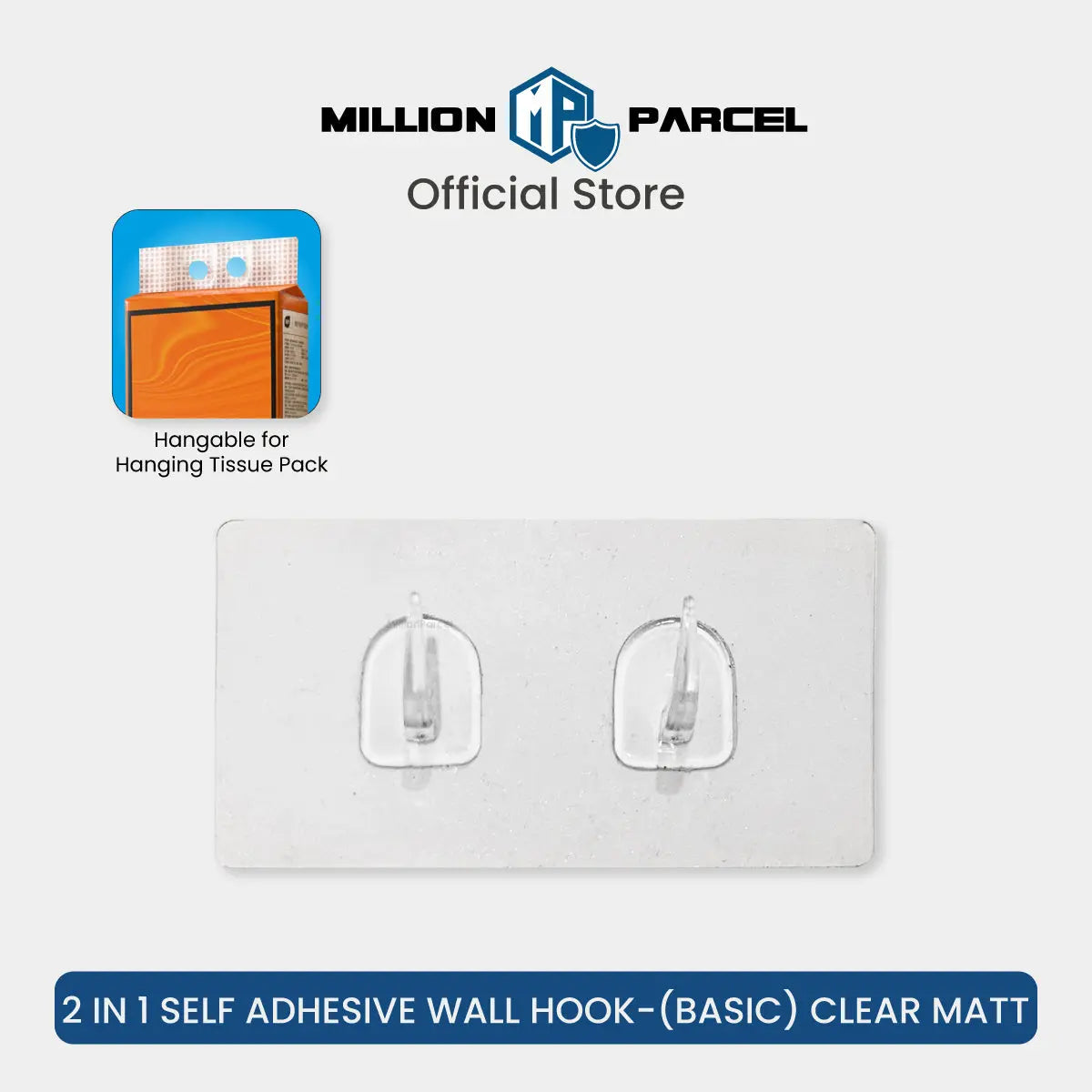 2 in 1 Self Adhesive Wall Hook | Tissue Hanging Hook - MillionParcel