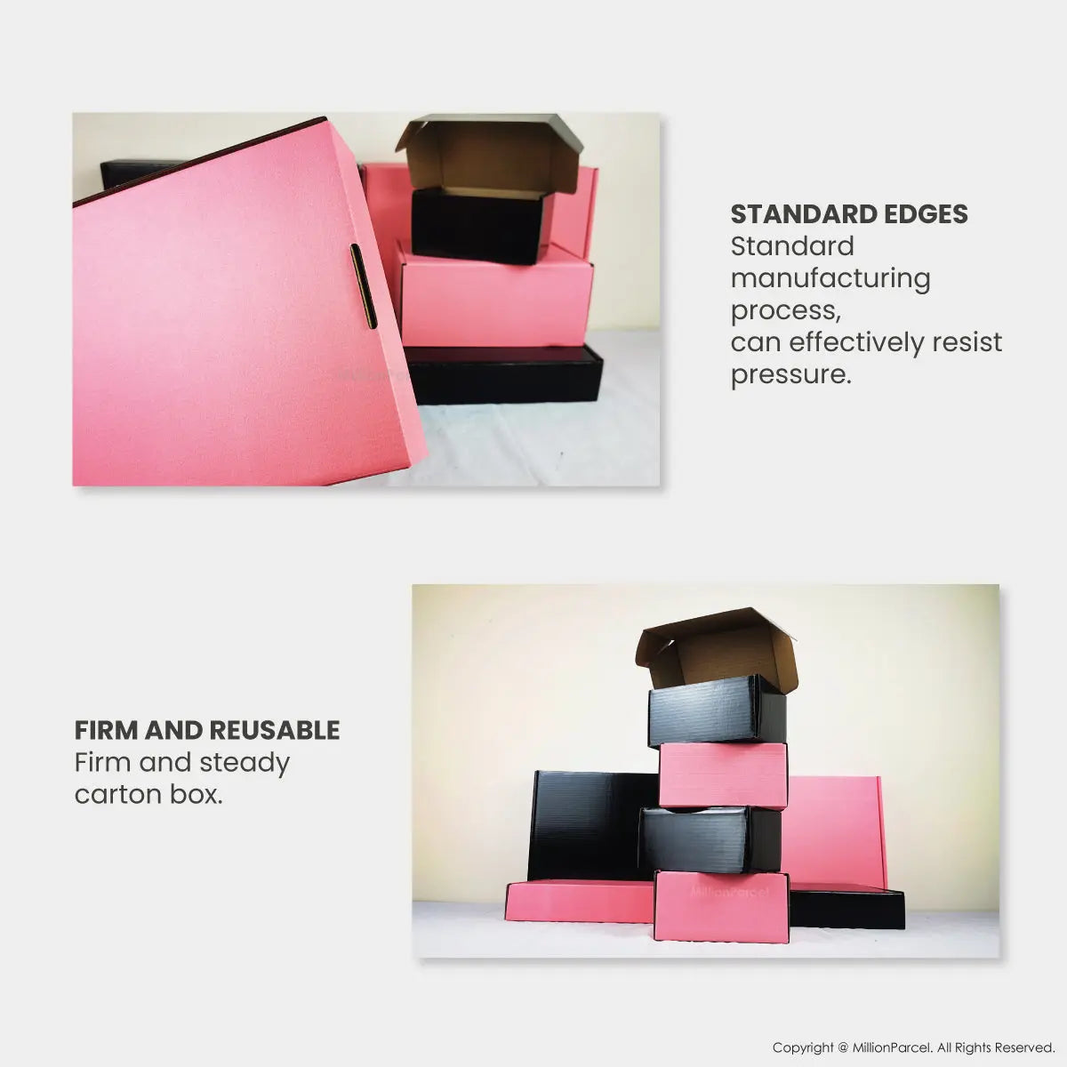 Color Pizza Box | Pink Petal & Midnight Black - MillionParcel