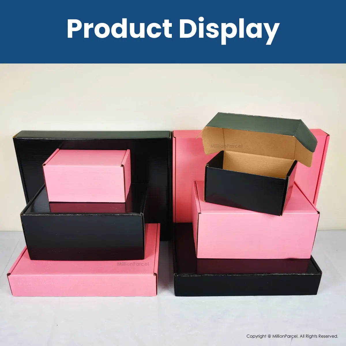 Color Pizza Box | Pink Petal & Midnight Black - MillionParcel