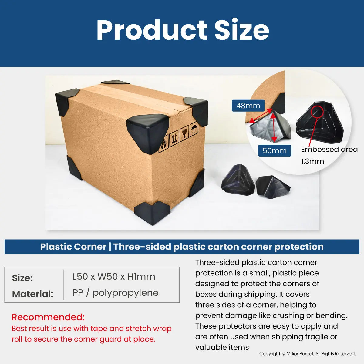 Carton Box Corner Protector | Packaging Box Edge Protector - MillionParcel