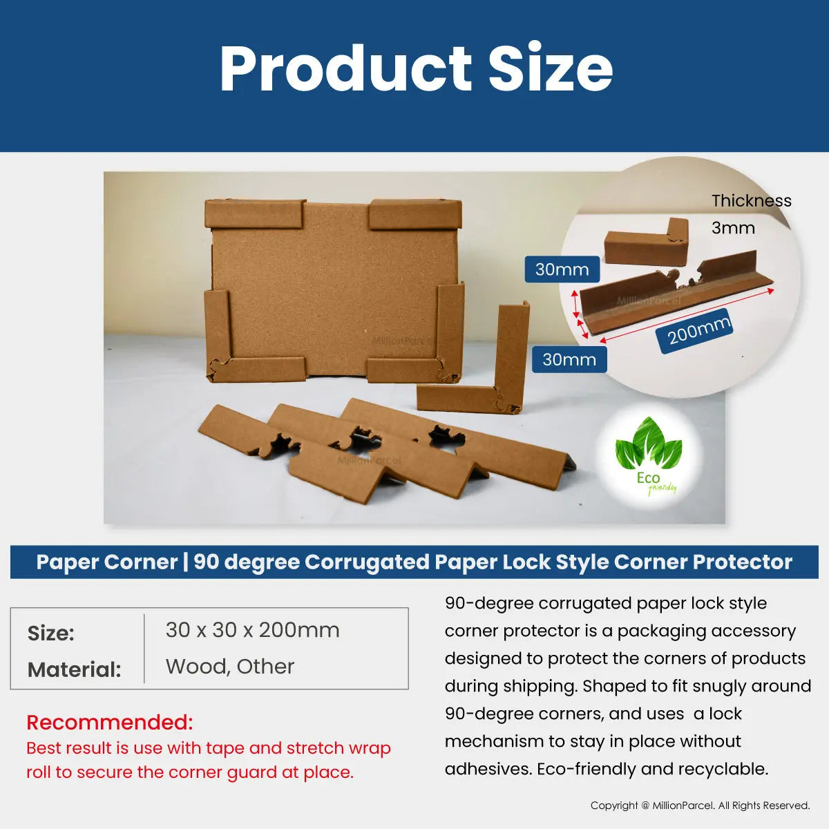 Carton Box Corner Protector | Packaging Box Edge Protector - MillionParcel