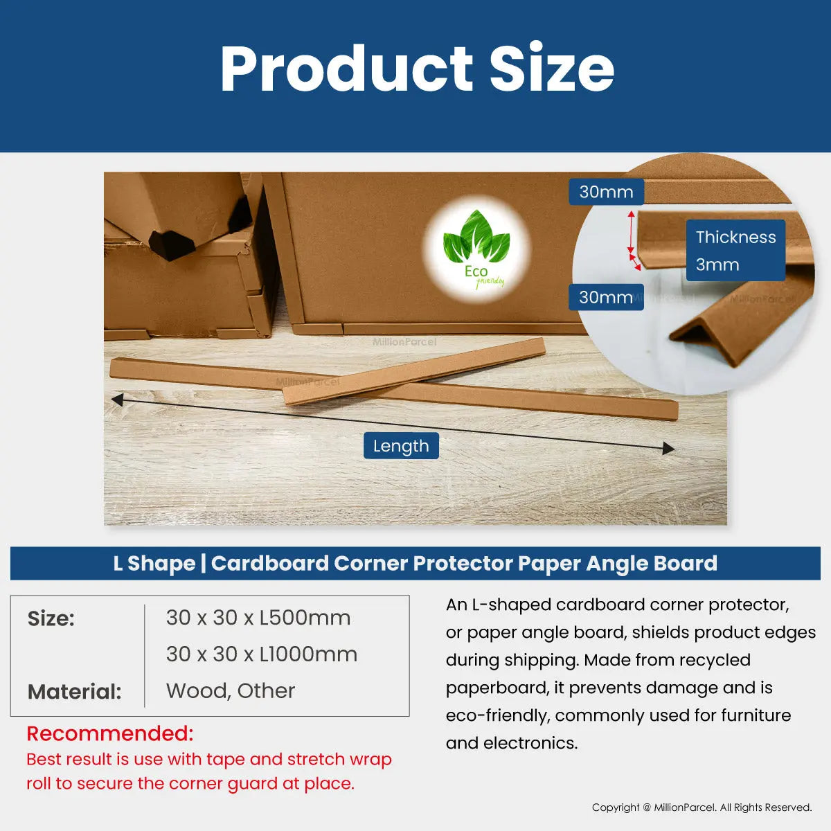 Carton Box Corner Protector | Packaging Box Edge Protector - MillionParcel