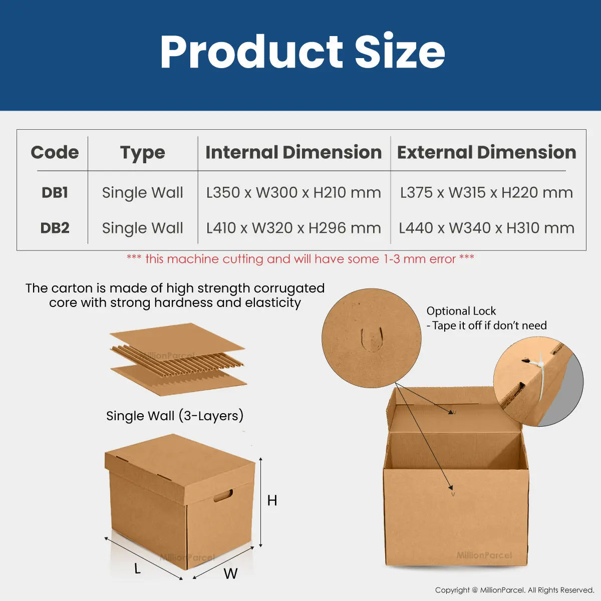 Carton Box - DB Series | Prefect for Document Storage & Moving House - MillionParcel