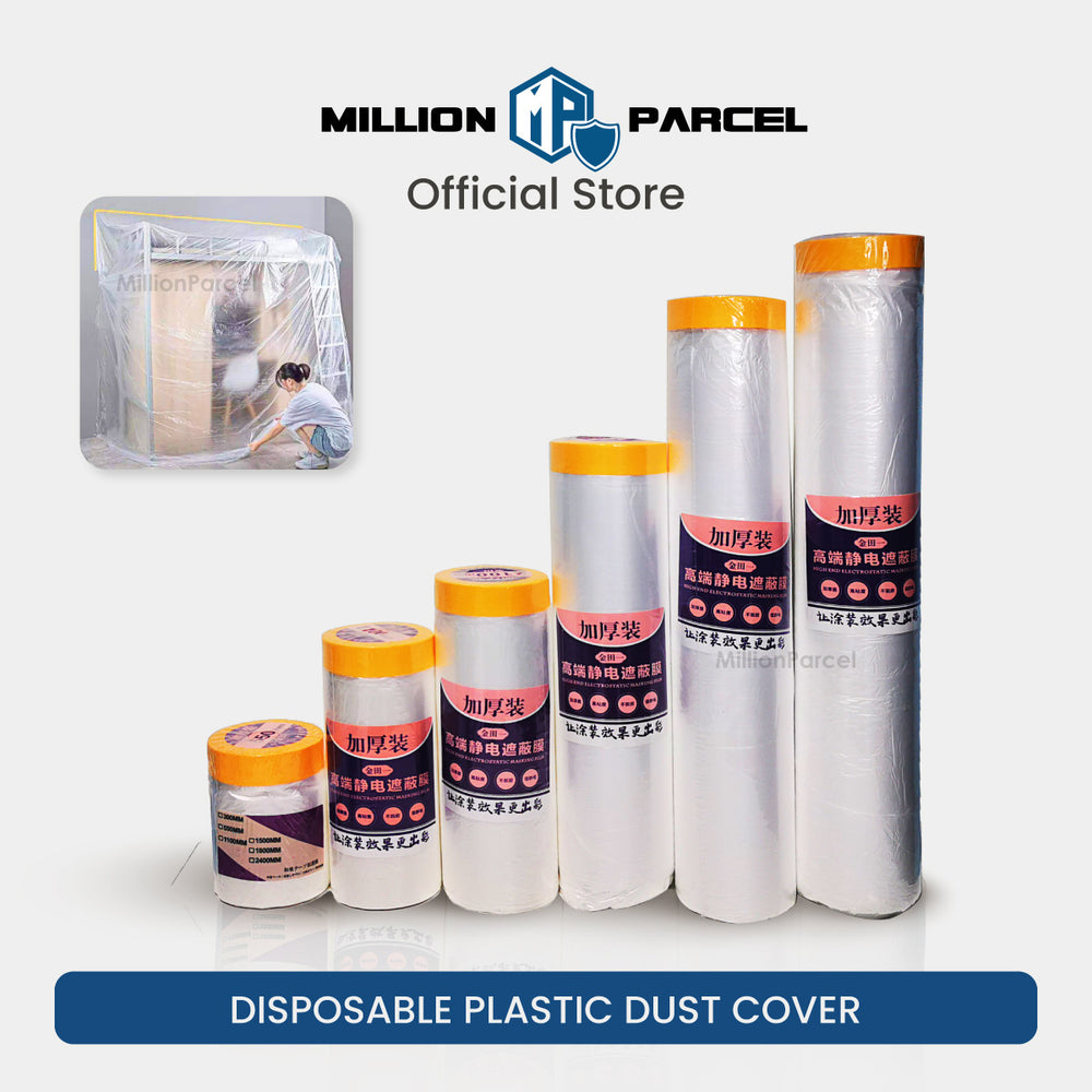 Extra Thick Disposable Plastic Dust Cover with Masking Tape Included