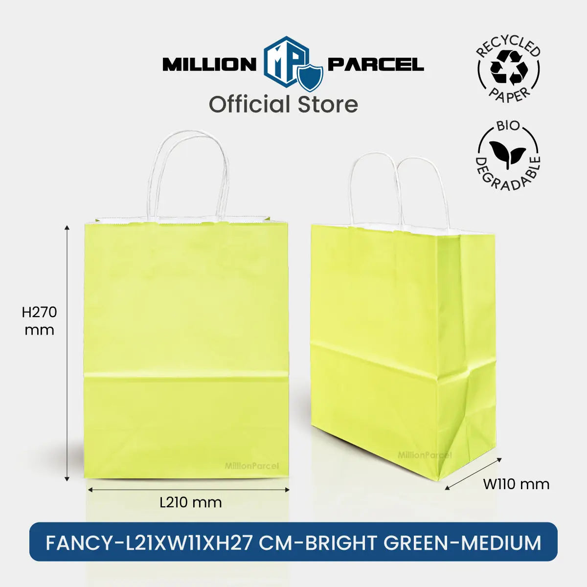 Kraft Paper Bag with Twisted Handle | Colour Paper Bag - MillionParcel