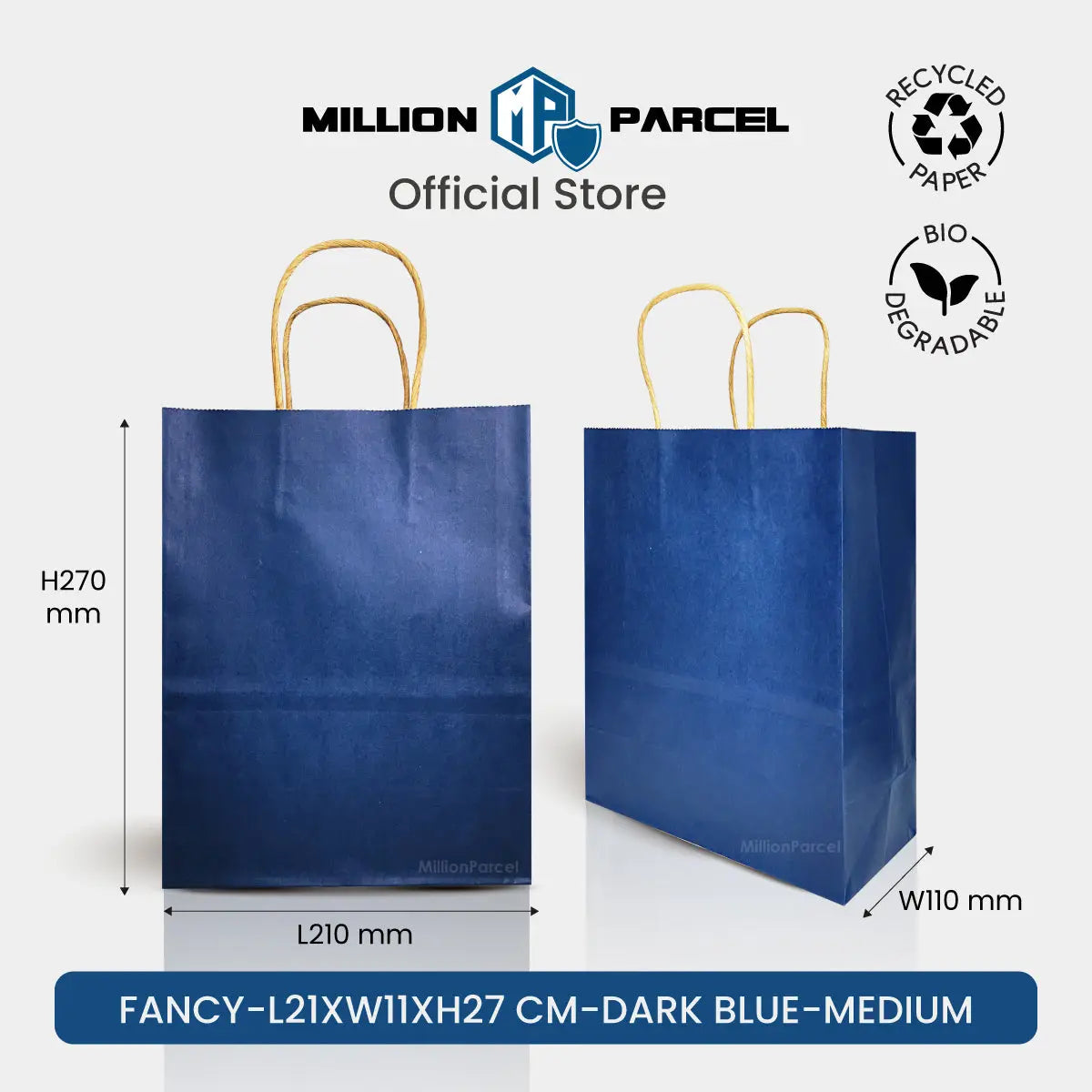 Kraft Paper Bag with Twisted Handle | Colour Paper Bag - MillionParcel