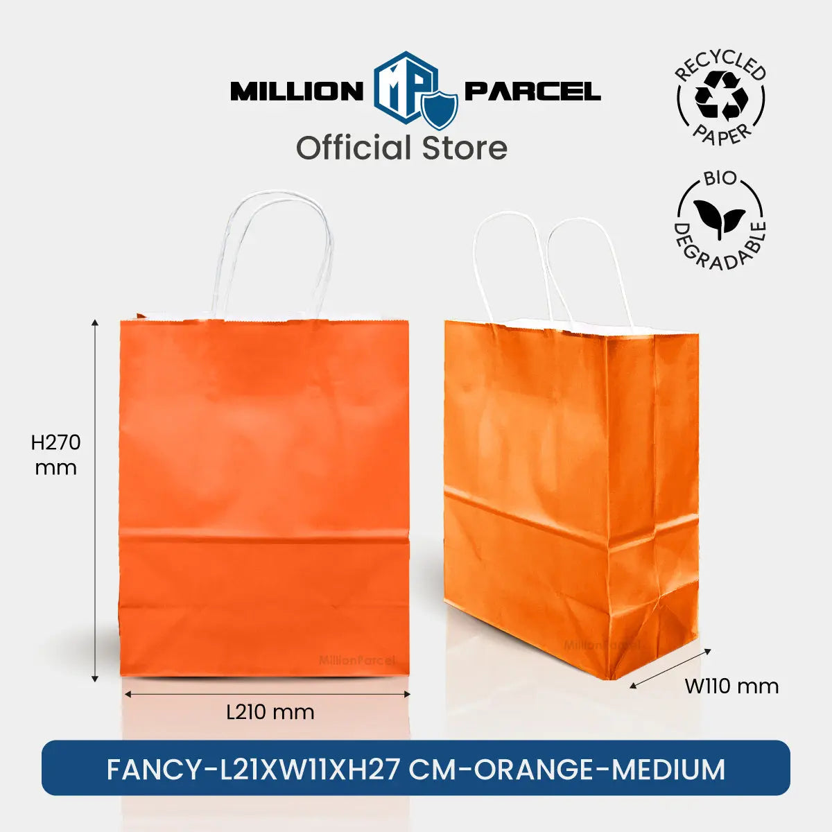 Kraft Paper Bag with Twisted Handle | Colour Paper Bag - MillionParcel