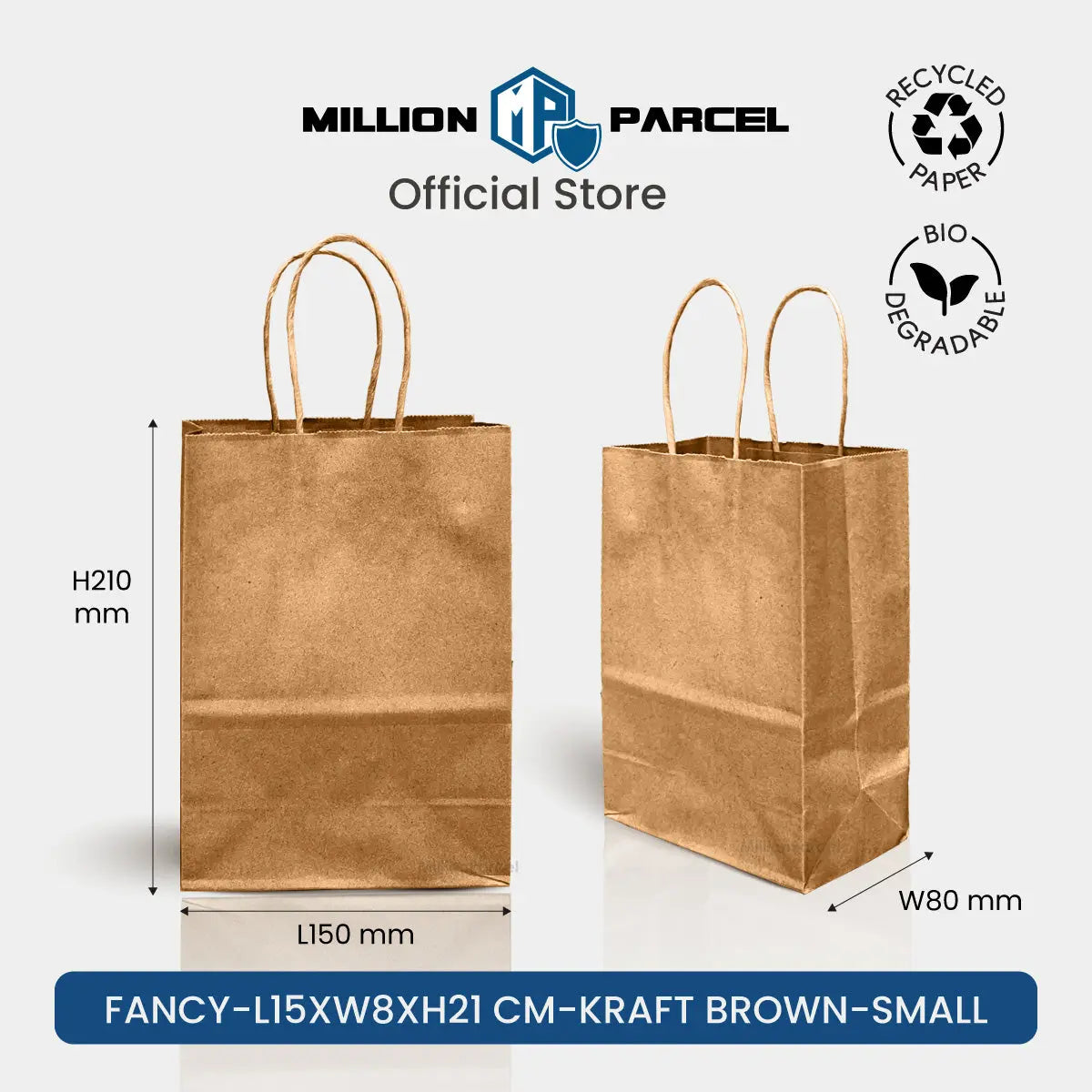 Kraft Paper Bag with Twisted Handle | Colour Paper Bag - MillionParcel