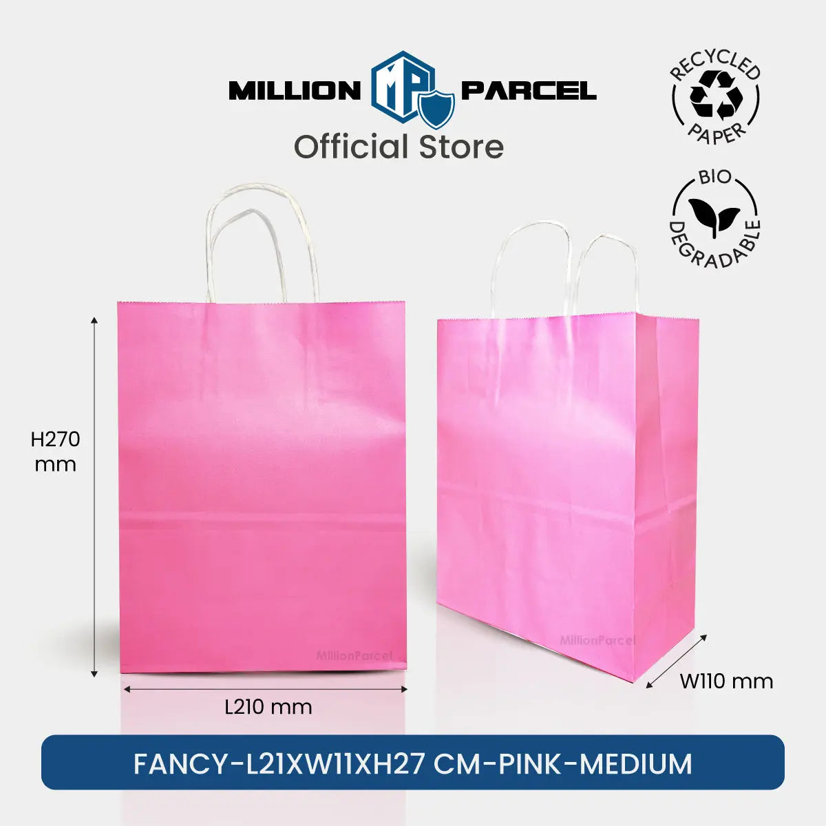 Kraft Paper Bag with Twisted Handle | Colour Paper Bag - MillionParcel