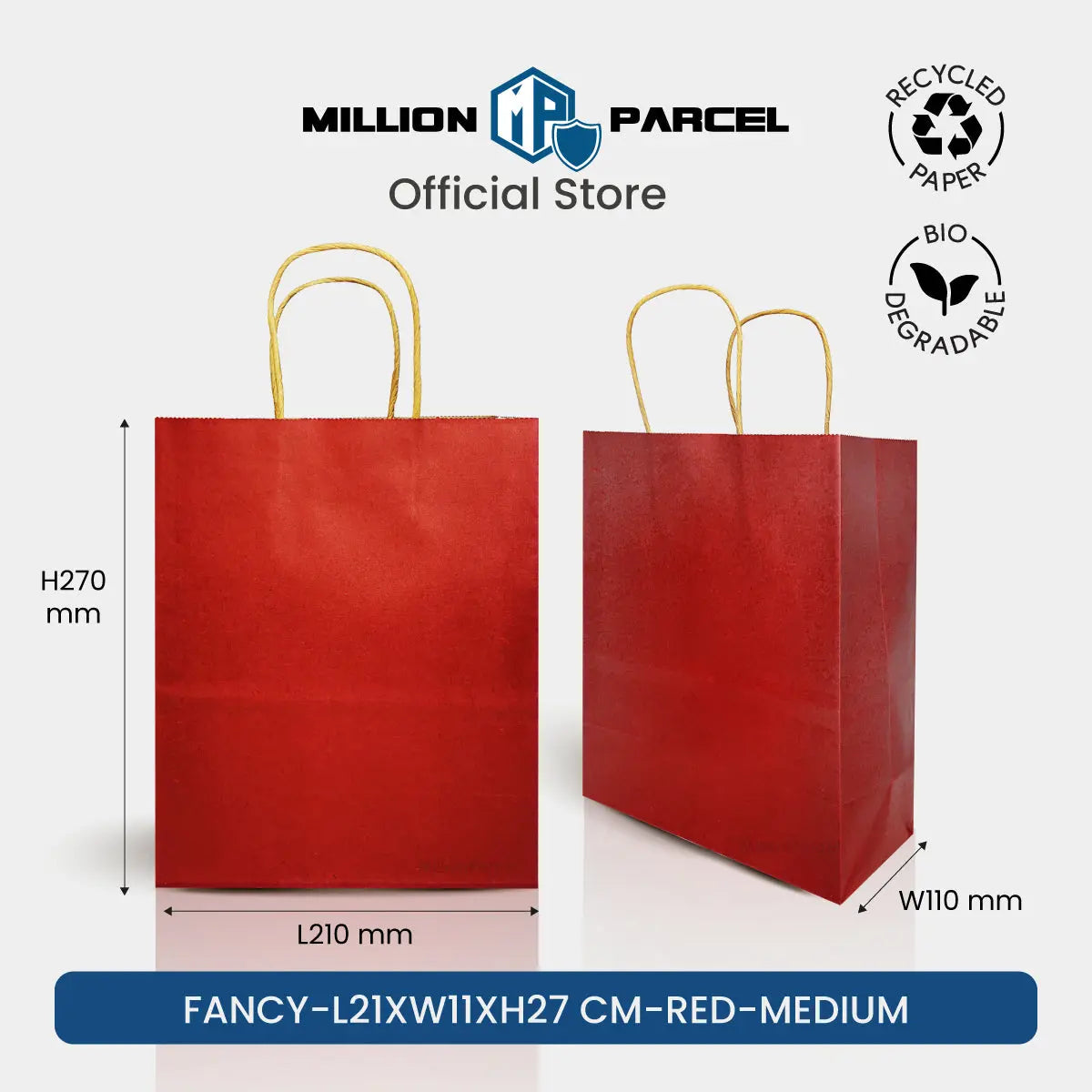 Kraft Paper Bag with Twisted Handle | Colour Paper Bag - MillionParcel