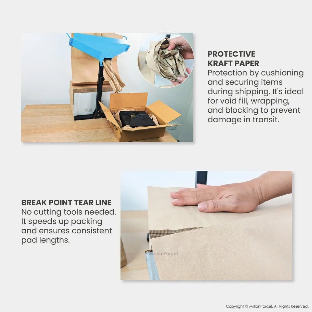Fanfold Z-Fold Kraft Wrapping Paper & Rack: Eco-Friendly Packaging
