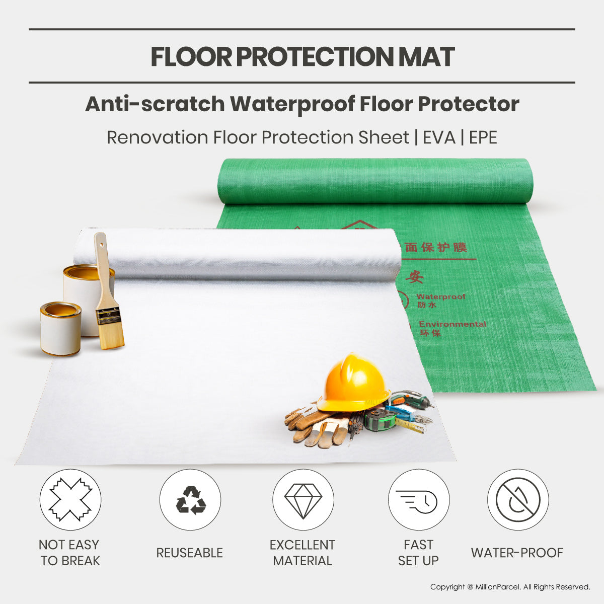Floor Protection Mat for Renovation | EVA & EPE Waterproof Anti-Scratch Floor Protector Roll