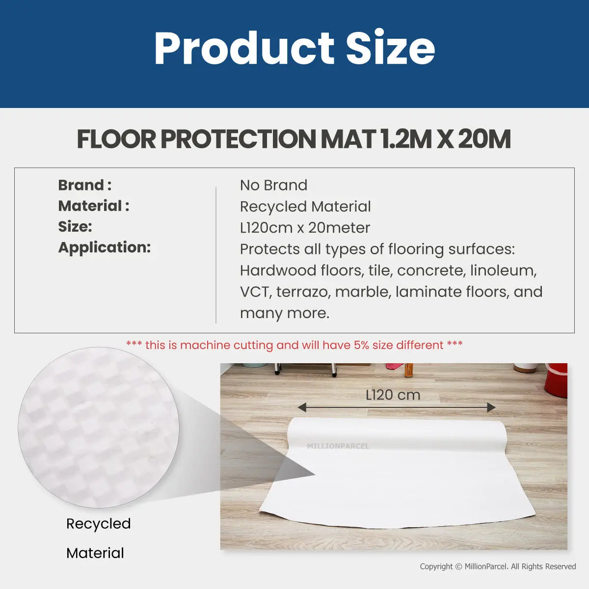 Floor Protection Mat 1.2m x 20m - MillionParcel