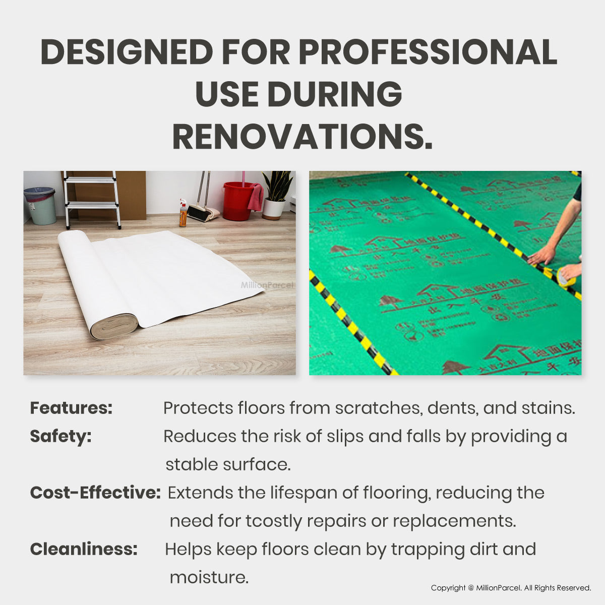 Floor Protection Mat for Renovation | EVA & EPE Waterproof Anti-Scratch Floor Protector Roll