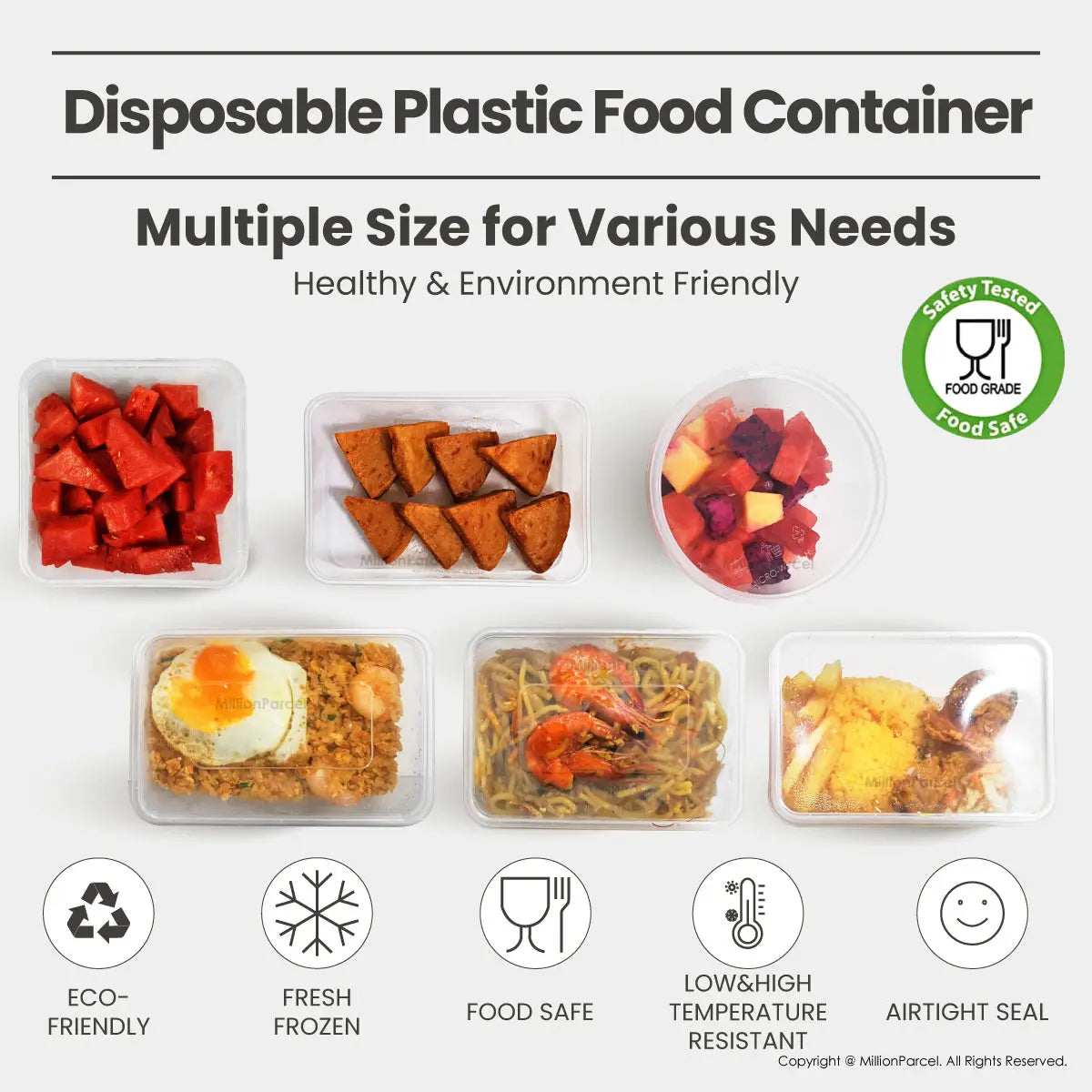Disposable Plastic Food Container in Singapore - MillionParcel