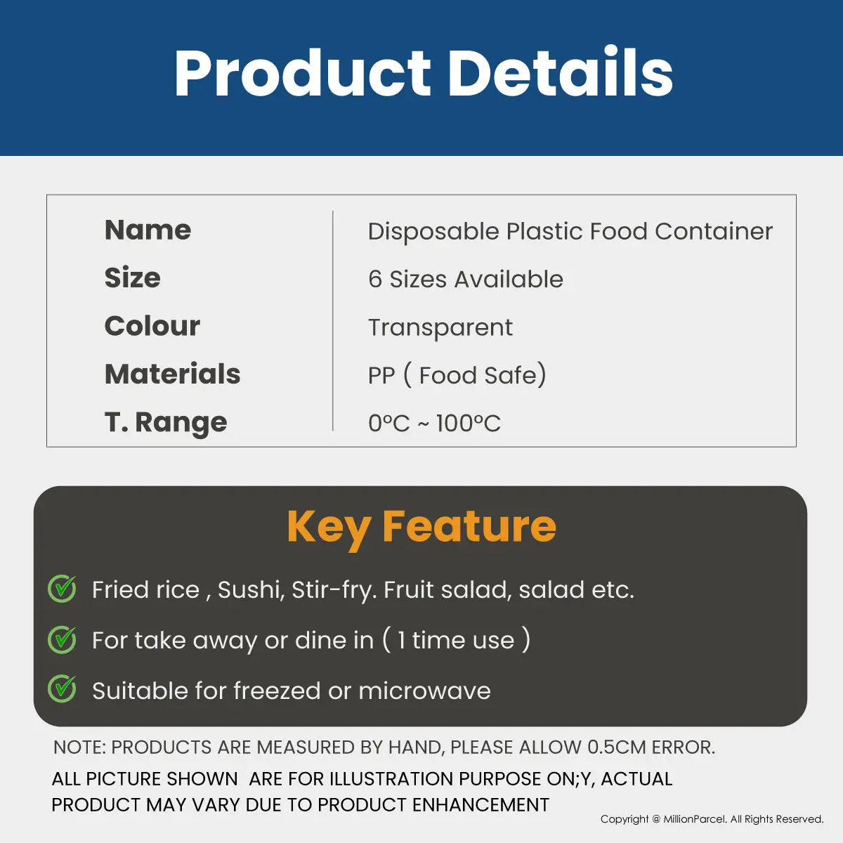 Disposable Plastic Food Container - MillionParcel