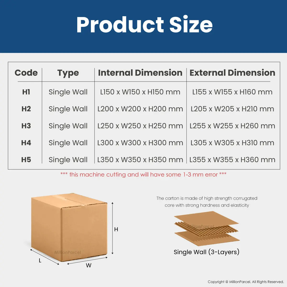 Carton Box - H series | Perfect for Square Size item - MillionParcel