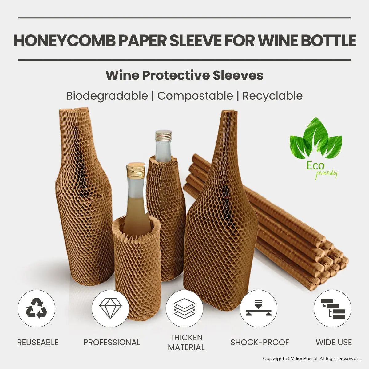 Honeycomb Paper Sleeve for Wine Bottle | Bottle Sleeve | Bottle Wrap - MillionParcel