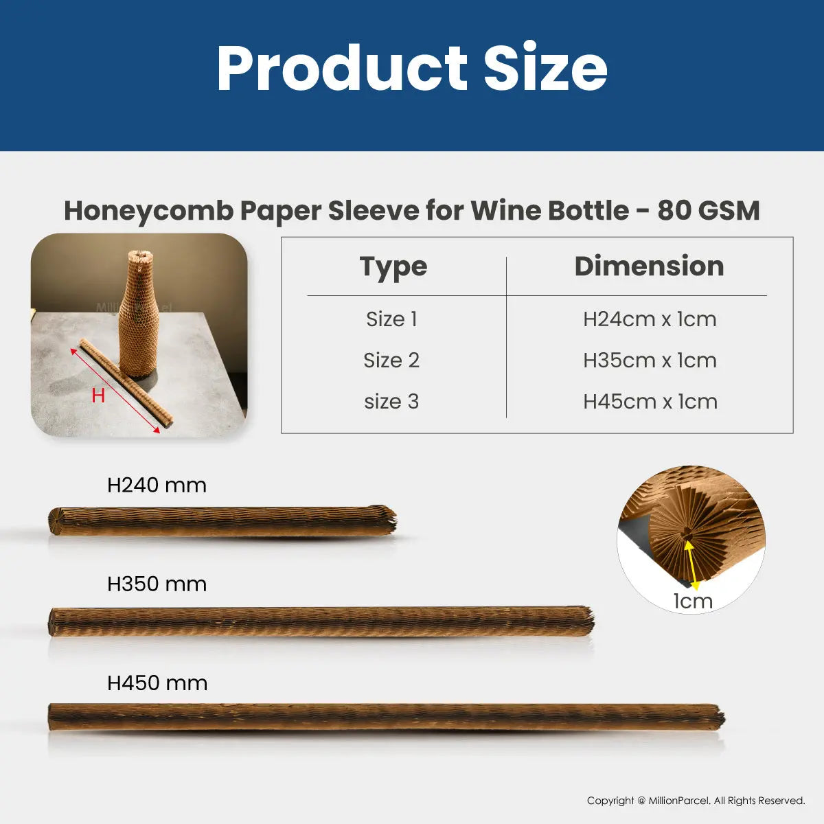 Honeycomb Paper Sleeve for Wine Bottle | Bottle Sleeve | Bottle Wrap - MillionParcel