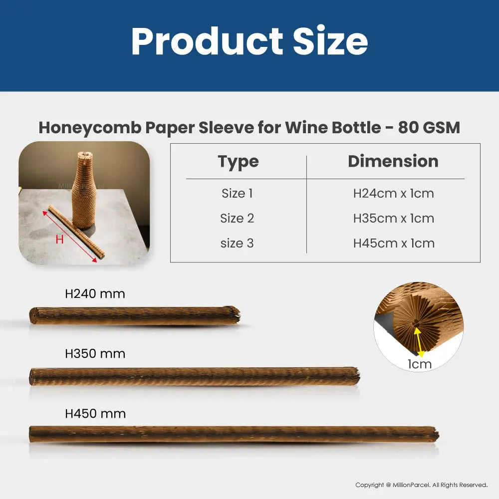 Honeycomb Paper Sleeve for Wine Bottle | Bottle Sleeve | Bottle Wrap - MillionParcel