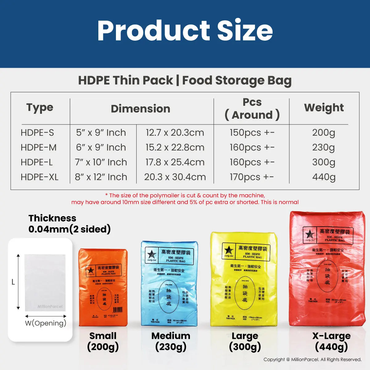 HDPE Thin Pack | Food Storage Bag - MillionParcel