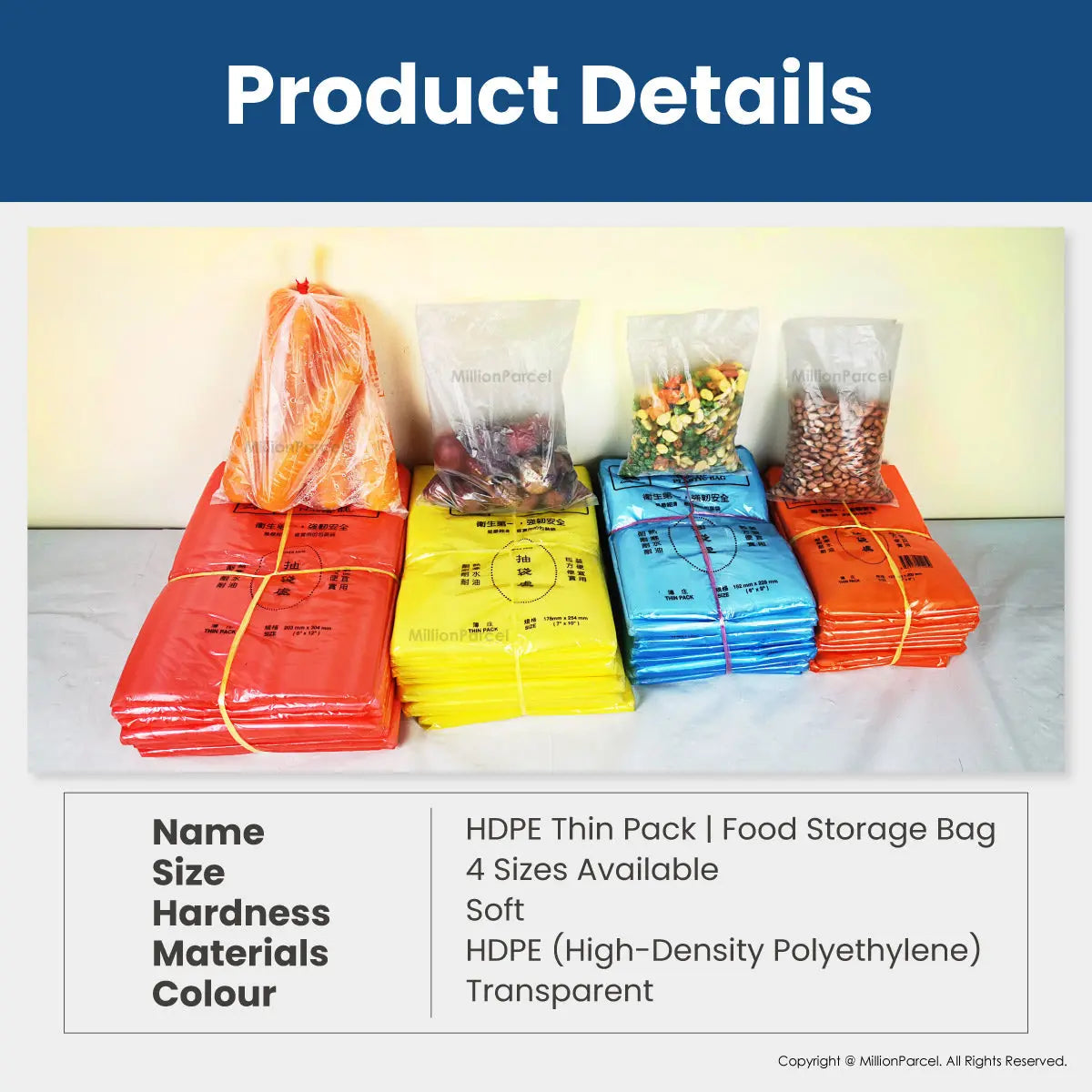 HDPE Thin Pack | Food Storage Bag - MillionParcel