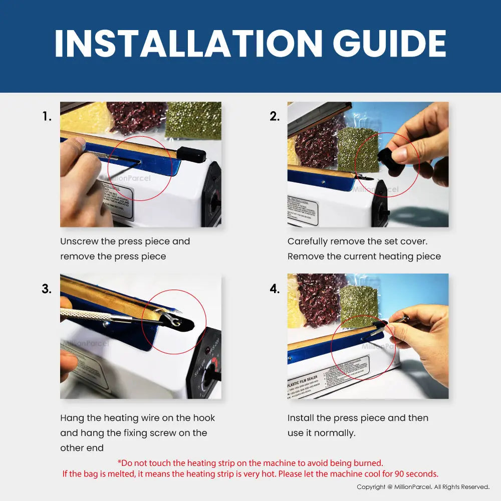 Sealing Machine Heat Wire + High Temperature cloth + Silicone Strips