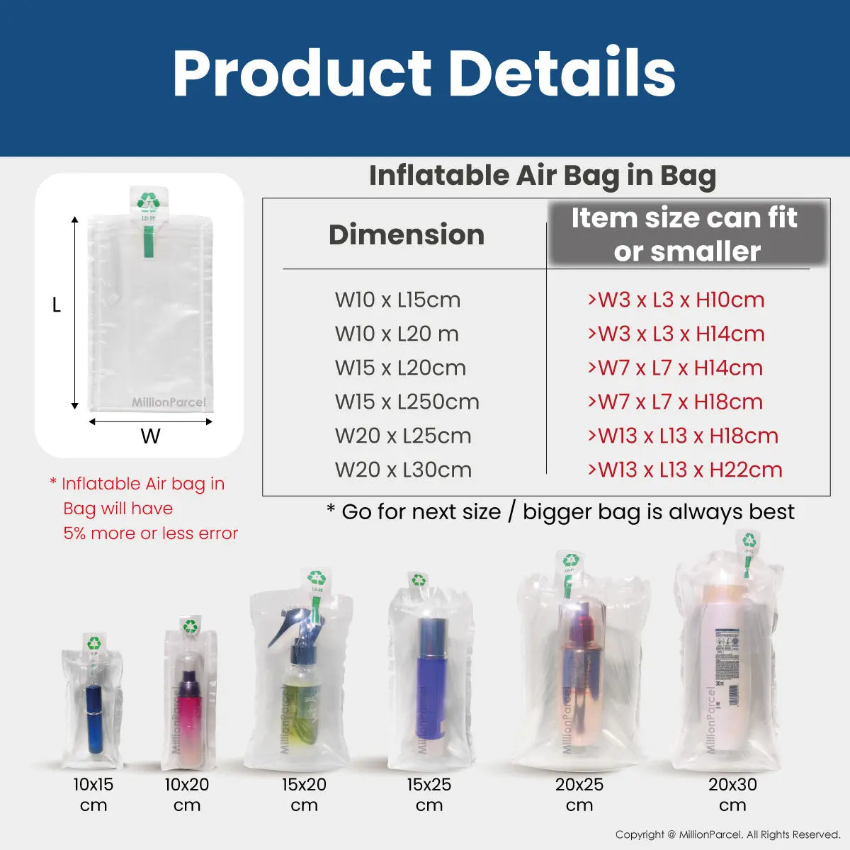 Inflatable Air Bag in bag | Protective Air Column Bag In Bag - MillionParcel