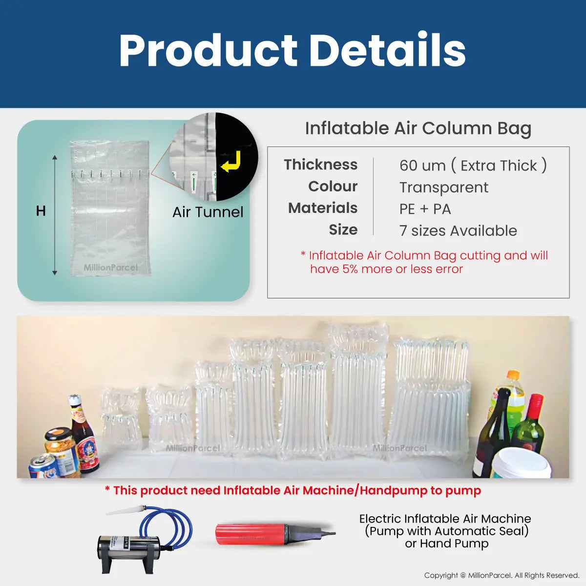 Inflatable Air Column Bag | Bubble Wrap Bag - MillionParcel