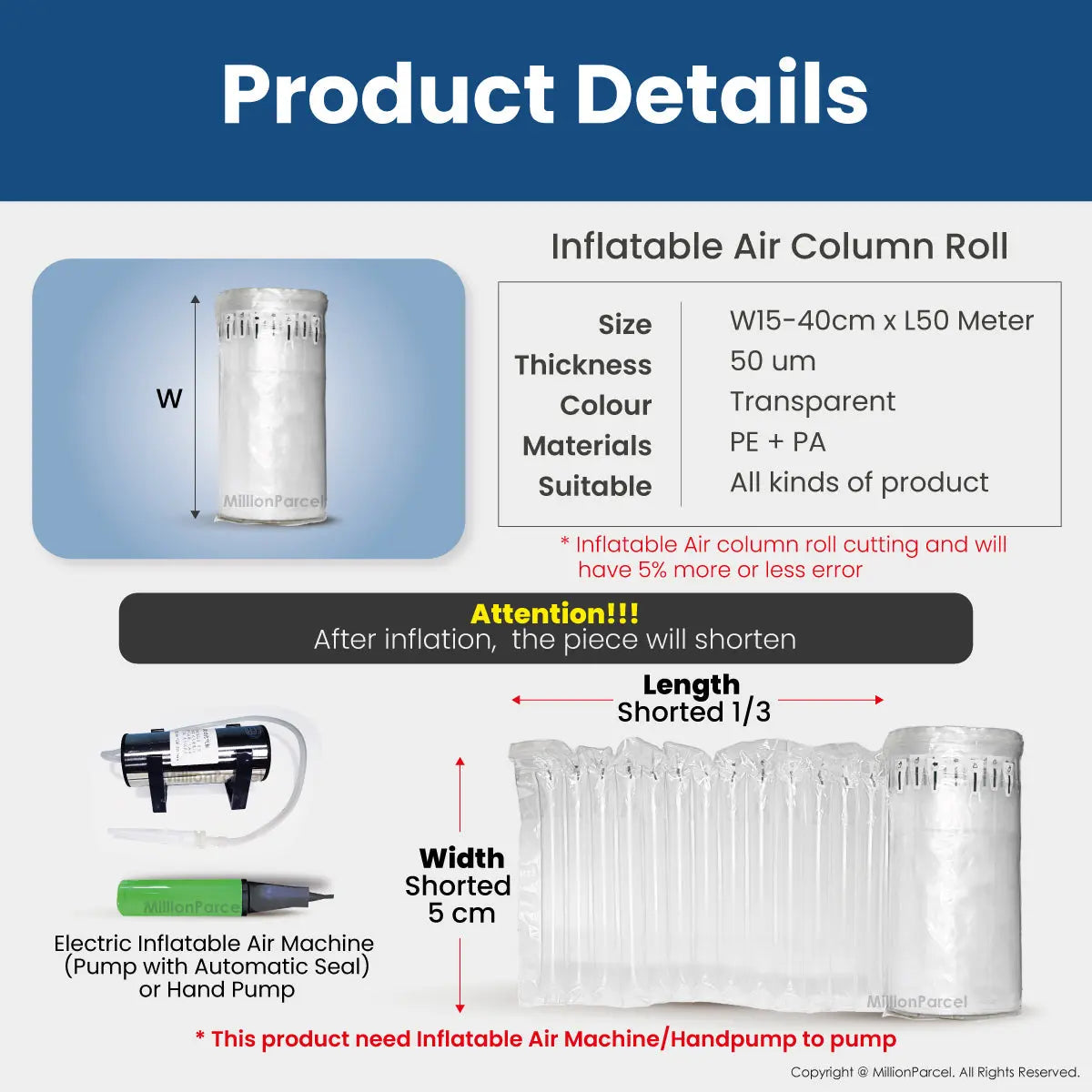 Inflatable Air Column Roll | Inflatable Air Bag - MillionParcel