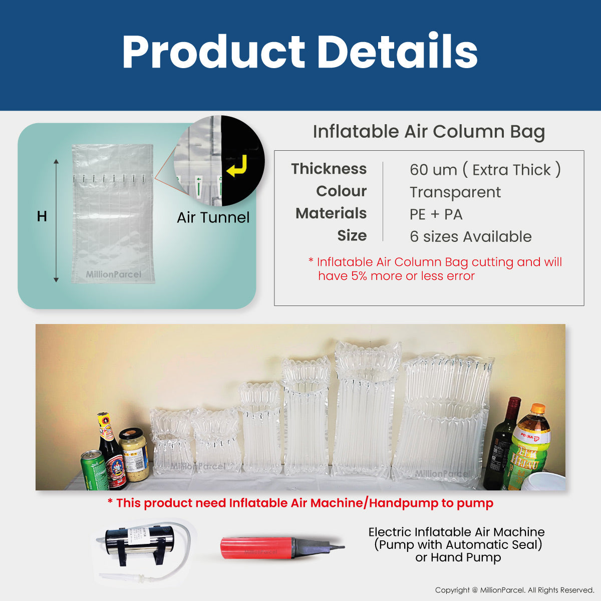 Inflatable Air Column Roll & Bag - Fragile Shipment Protection