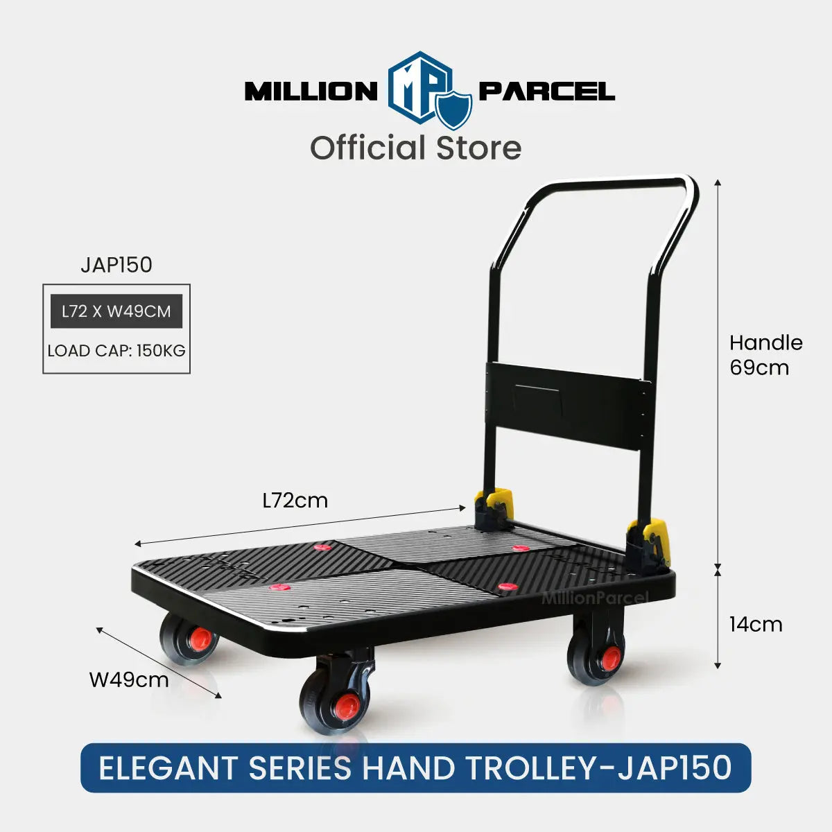 Silent Elegant Black Series Hand Trolley | Heavy Duty Trolley 150kg/300kg - MillionParcel