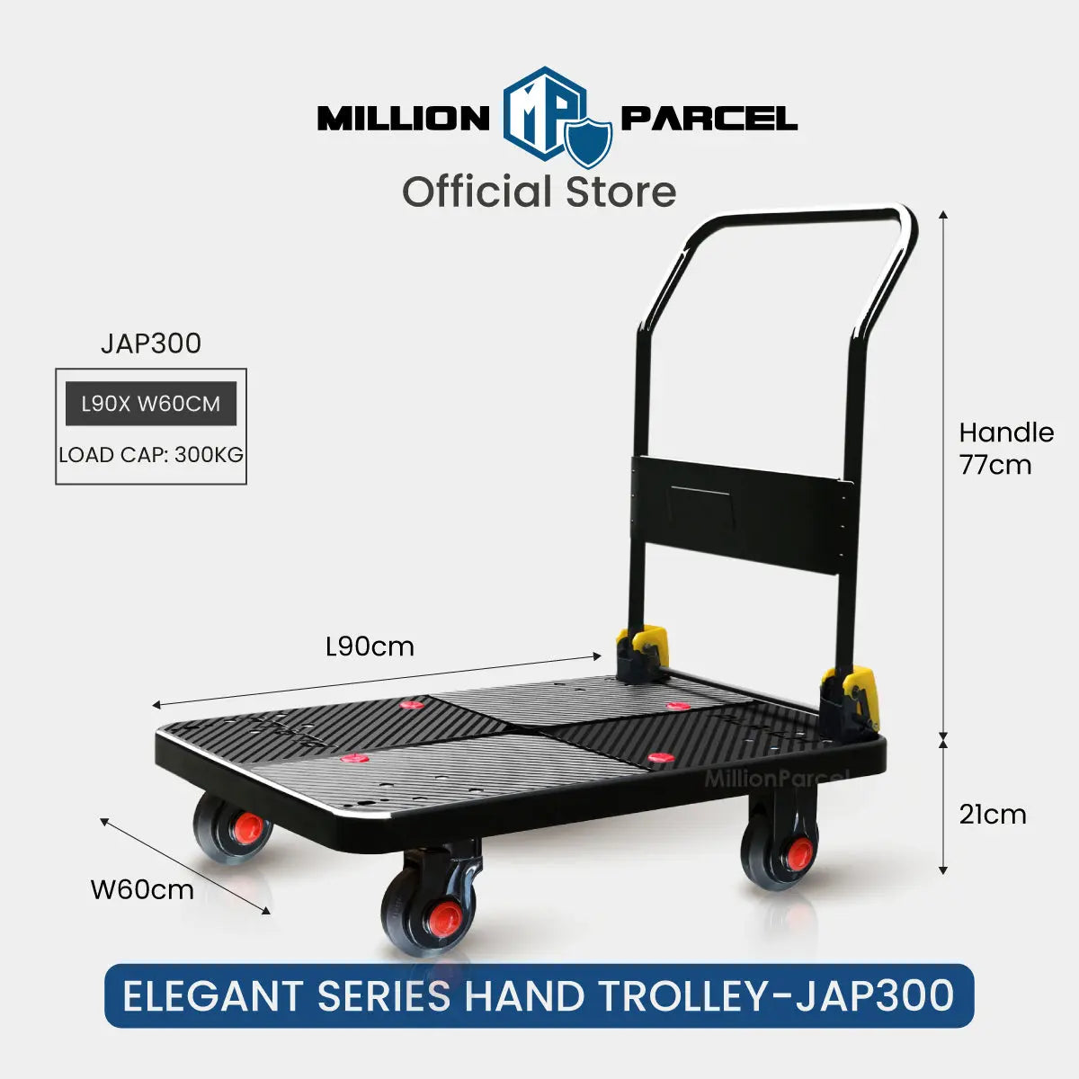 Silent Elegant Black Series Hand Trolley | Heavy Duty Trolley 150kg/300kg - MillionParcel