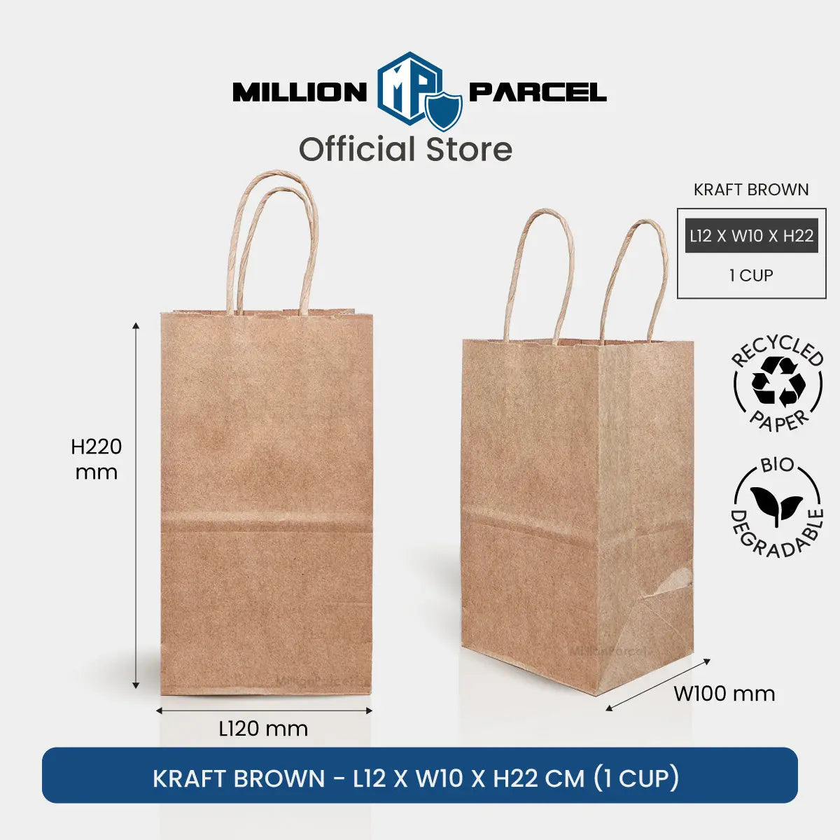 Kraft Paper Bag with Twisted Handle | Colour Paper Bag - MillionParcel