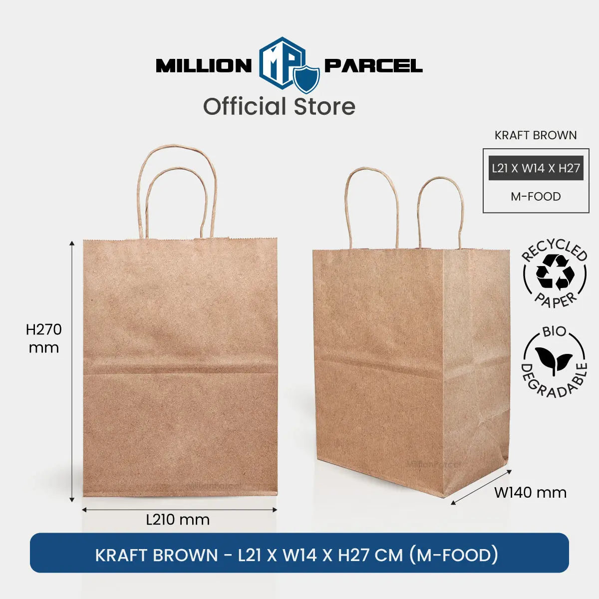 Kraft Paper Bag with Twisted Handle | Colour Paper Bag - MillionParcel