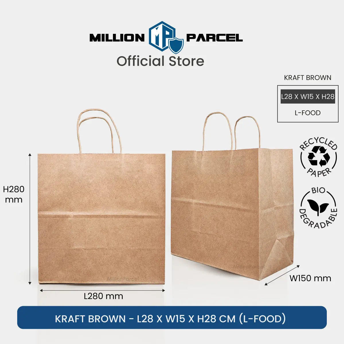 Kraft Paper Bag with Twisted Handle | Colour Paper Bag - MillionParcel