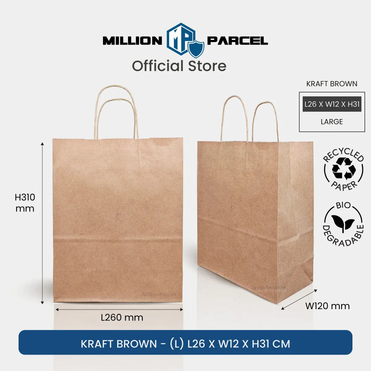 Kraft Paper Bag with Twisted Handle | Colour Paper Bag - MillionParcel