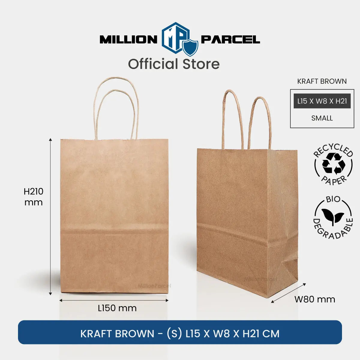 Kraft Paper Bag with Twisted Handle | Colour Paper Bag - MillionParcel