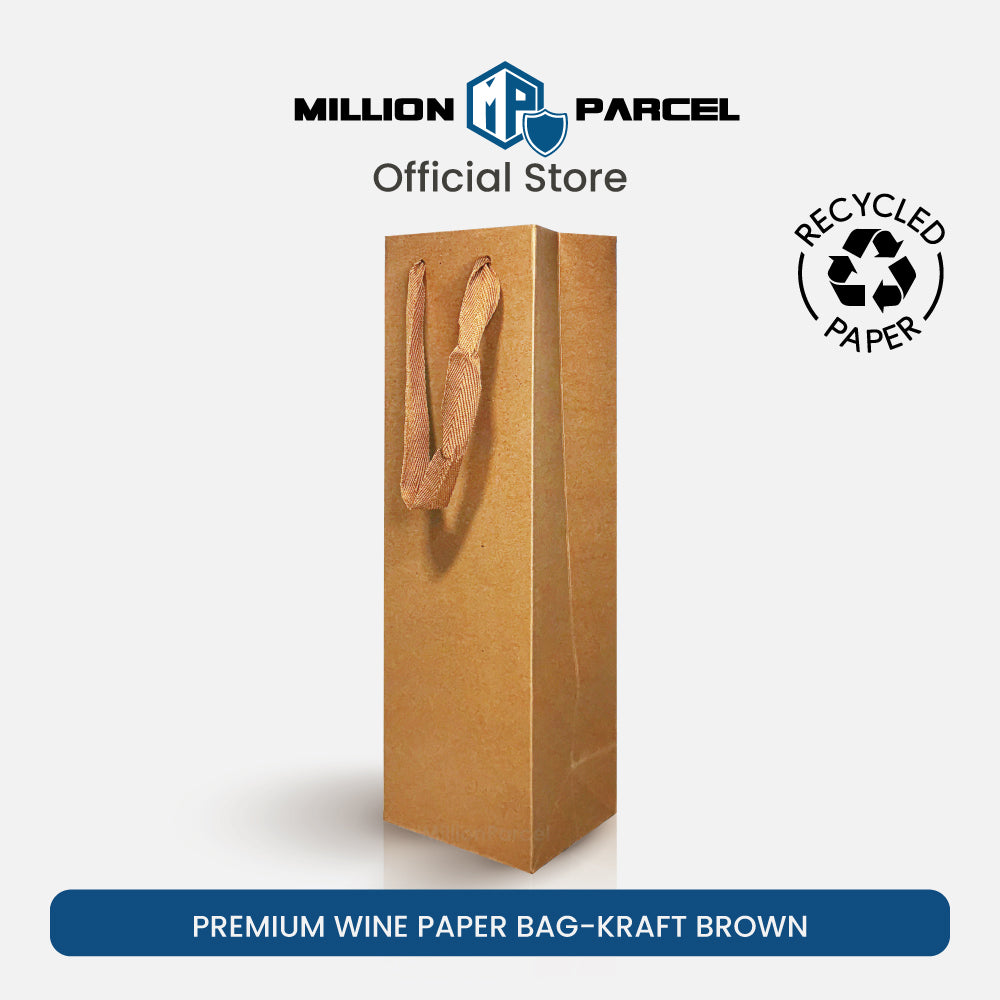Premium Wine Paper Bag | Kraft Bottle Bag - MillionParcel