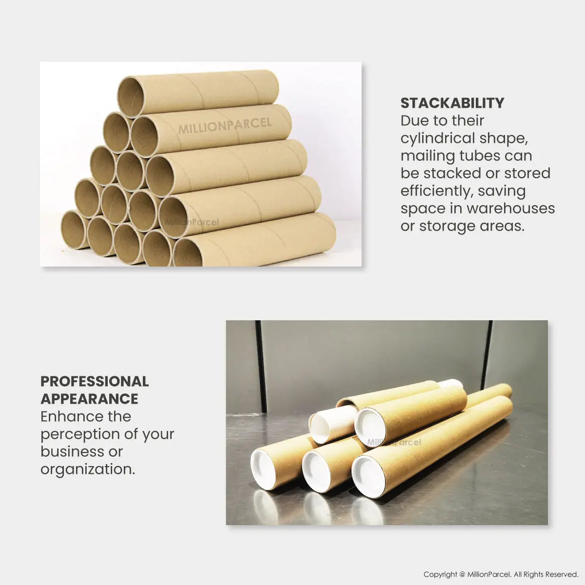 Plain Kraft Mailing Tube | Perfect for posters, certificates & document - MillionParcel