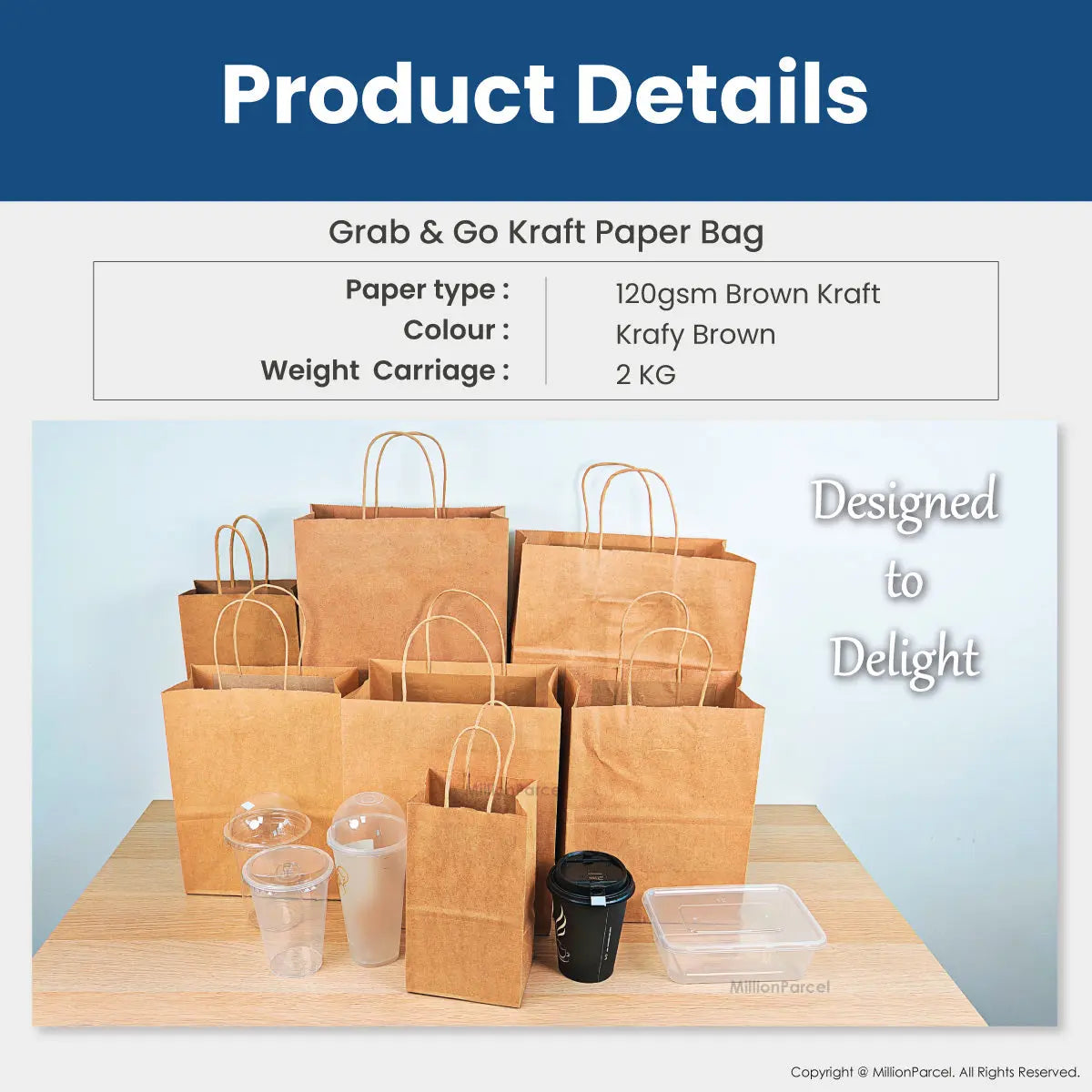 Kraft Paper Bag with Twisted Handle | Colour Paper Bag - MillionParcel