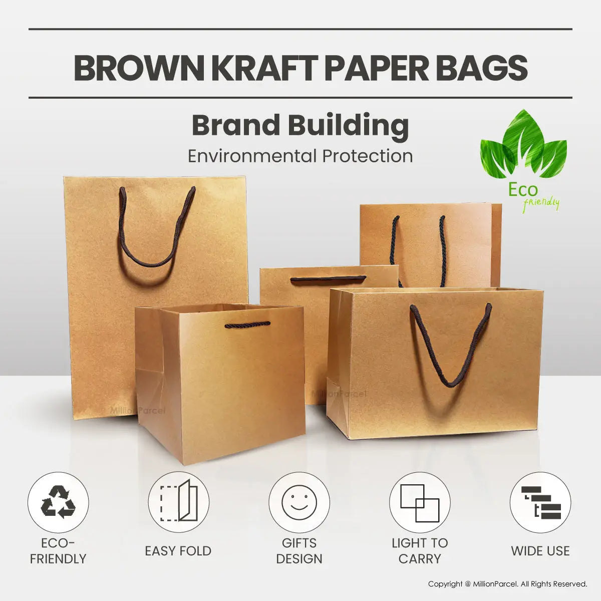 Brown Kraft Paper Bags - MillionParcel
