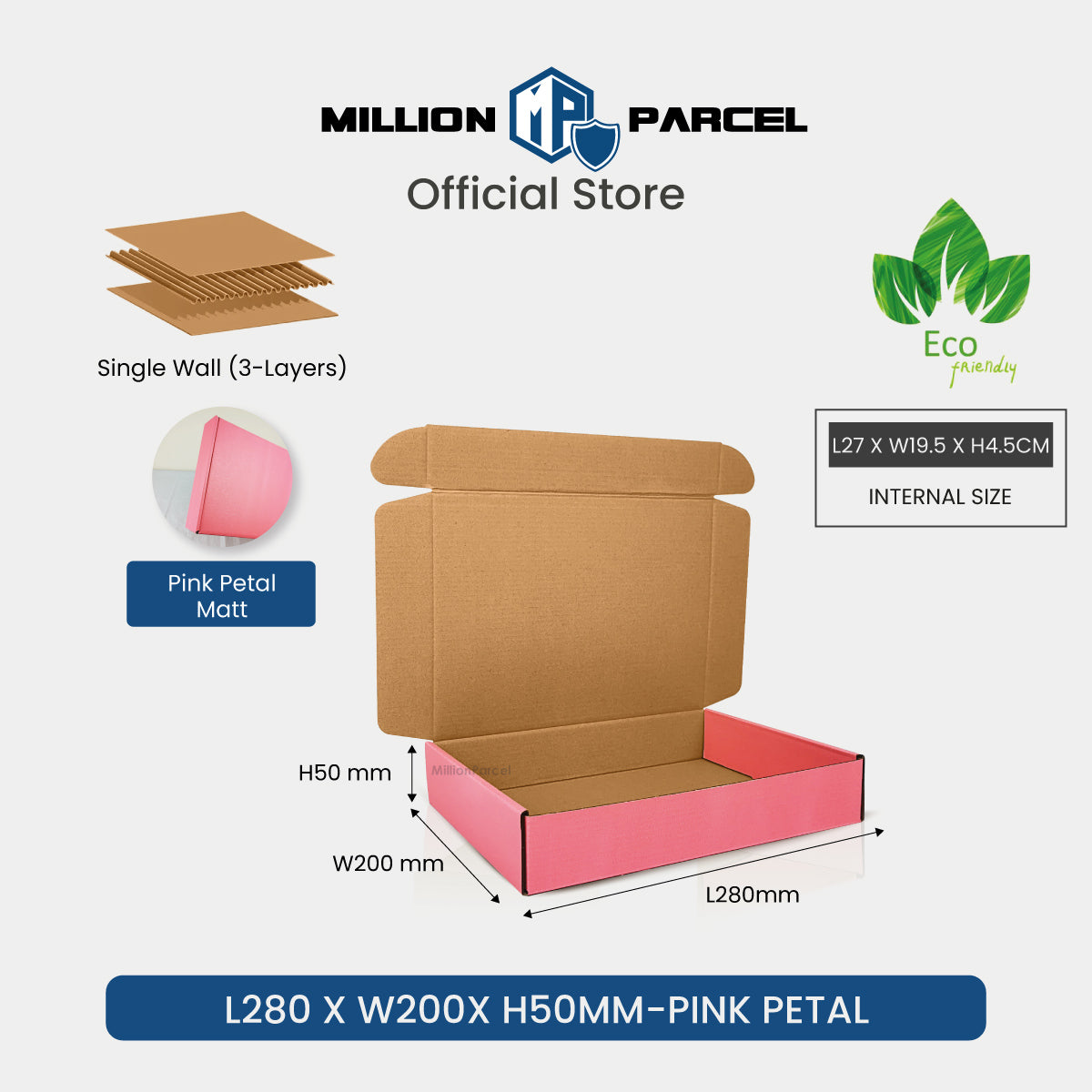 Color Pizza Box | Pink Petal & Midnight Black - MillionParcel