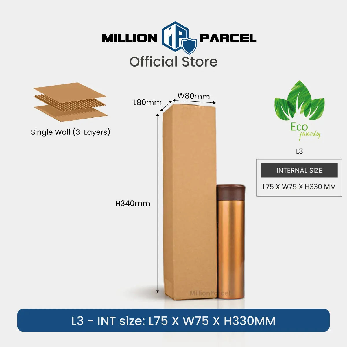 Carton Box - L Series | Prefect for Wine, Bottle or any Rectangle Size - MillionParcel