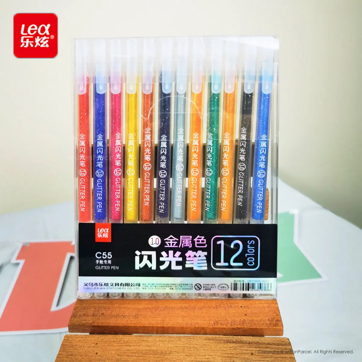 LEX Shinning Glitter Pen 1.0mm - 12 Color Pen - MillionParcel