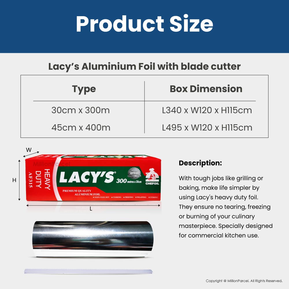Lacy’s Aluminium Foil with blade cutter