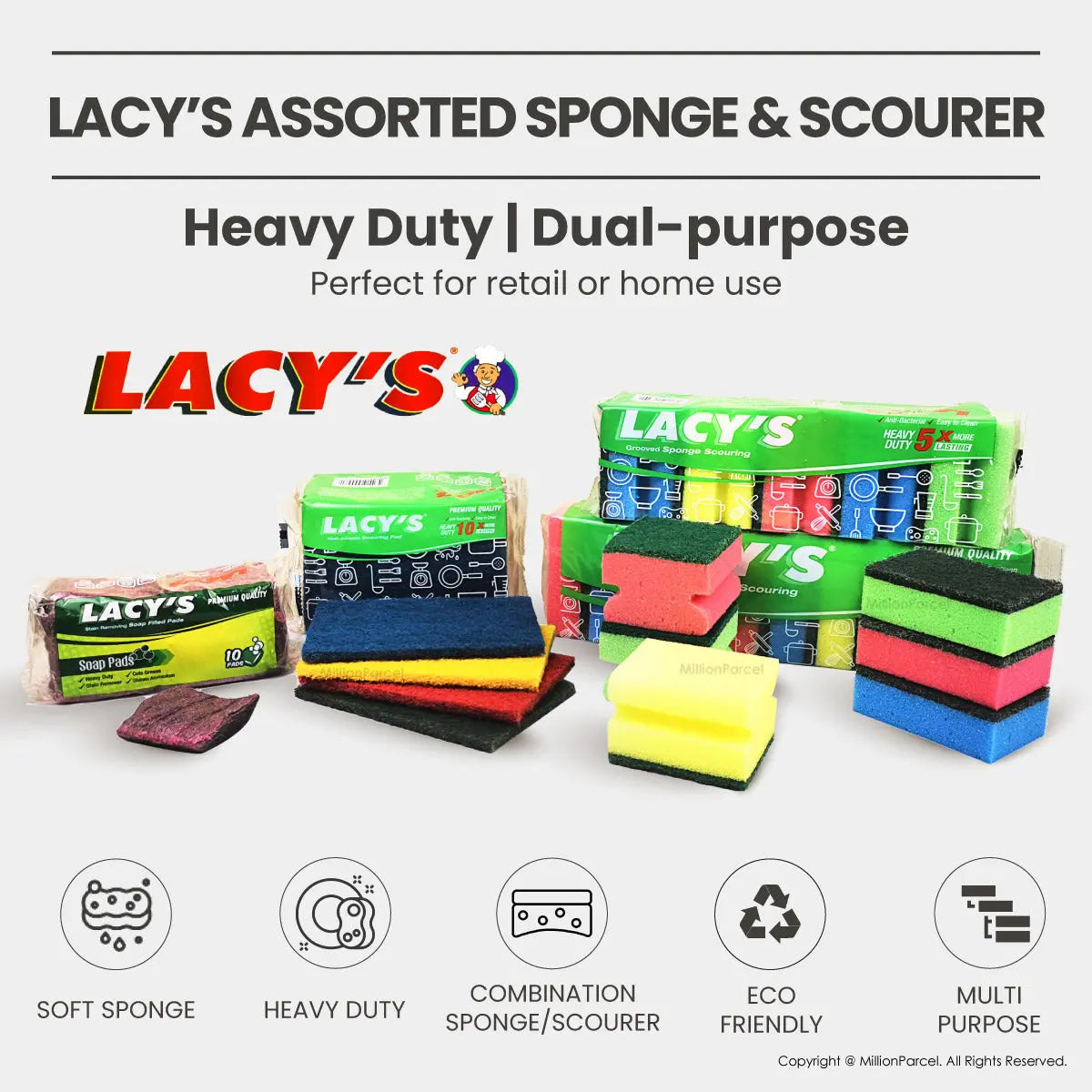 Lacy’s Assorted Sponge & Scourer | Soap Pads | Scrub Pads - MillionParcel