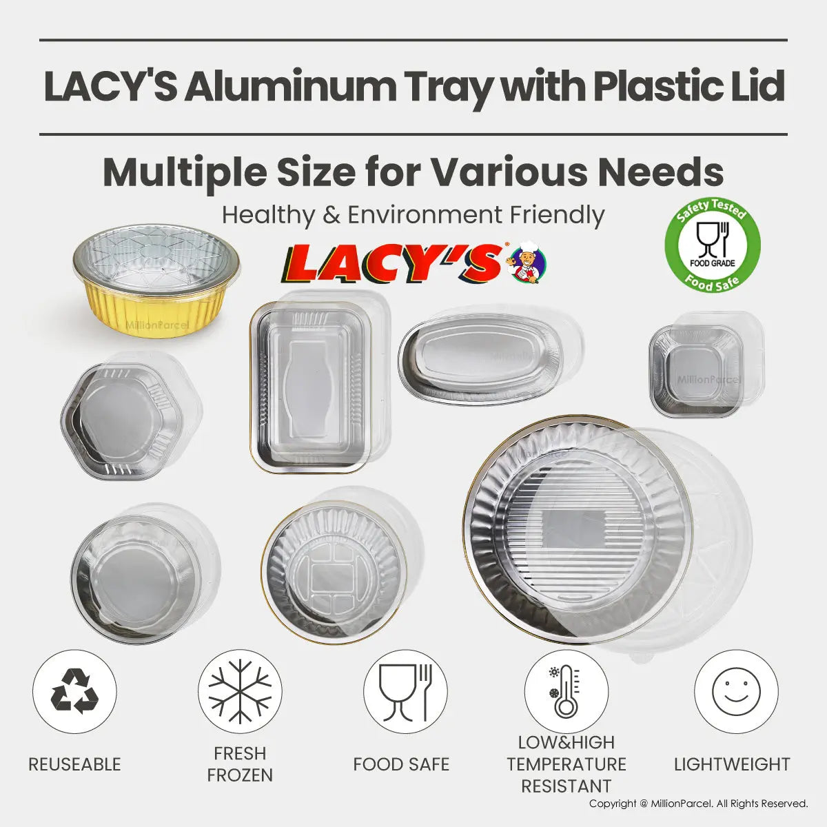 Lacy's Smooth-Wall Container with Lid | Aluminium Foil Tray - MillionParcel