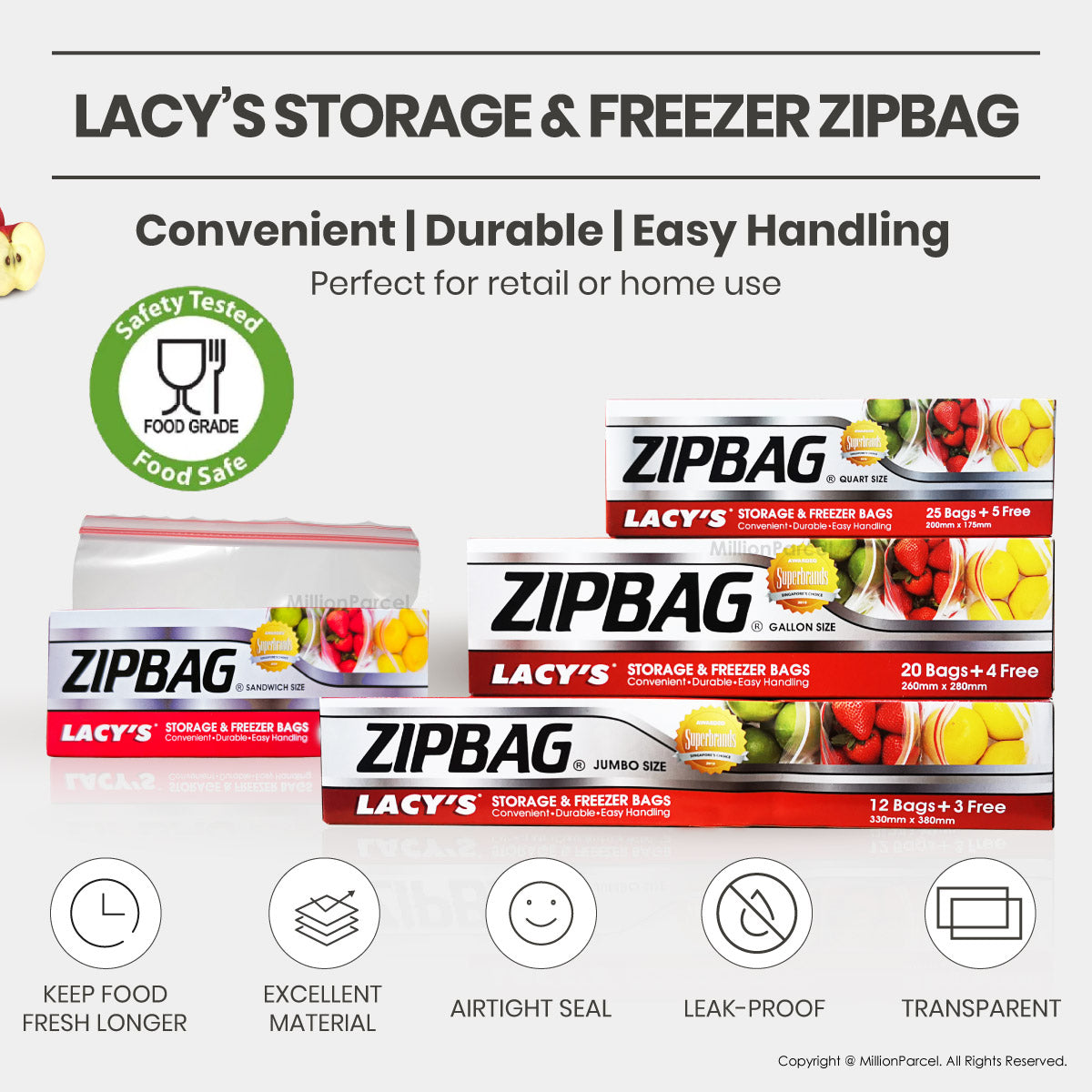 BEG ZIP LACY | Beg Penyimpanan &amp; Penyejuk beku